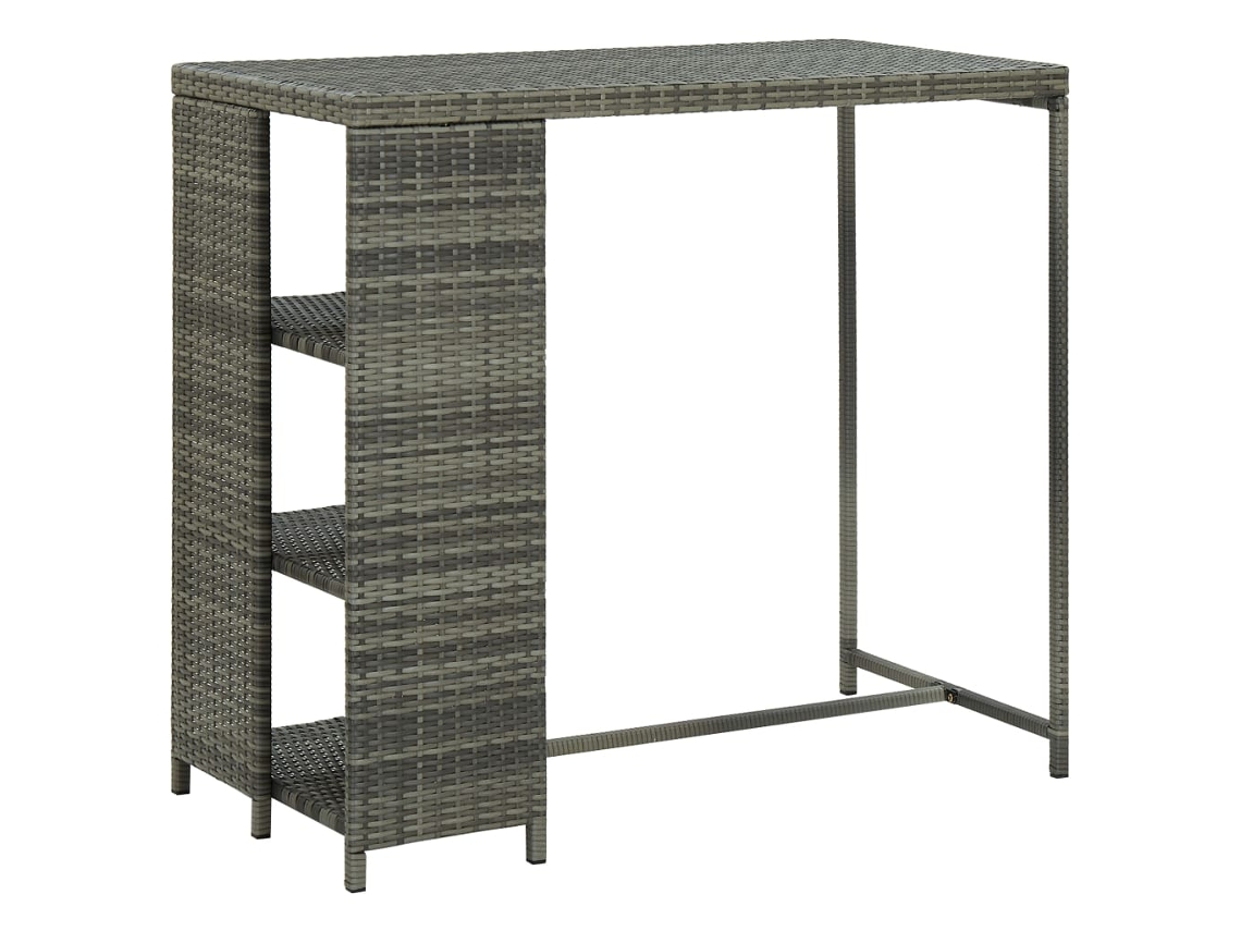 Vidaxl Mesa De Bar Com Prateleiras 120x60x110 Cm Vime Pe Cinzento