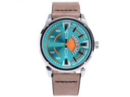 Reloj De Pulsera Hombre Con Calendario Dial Redondo Correa De Cuero Moda 06