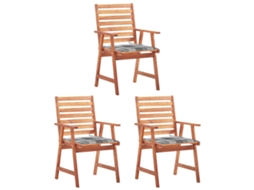 Vidaxl Cadeiras De Jantar P/ Jardim 3 Pcs C/ Almofadões Acácia Maciça