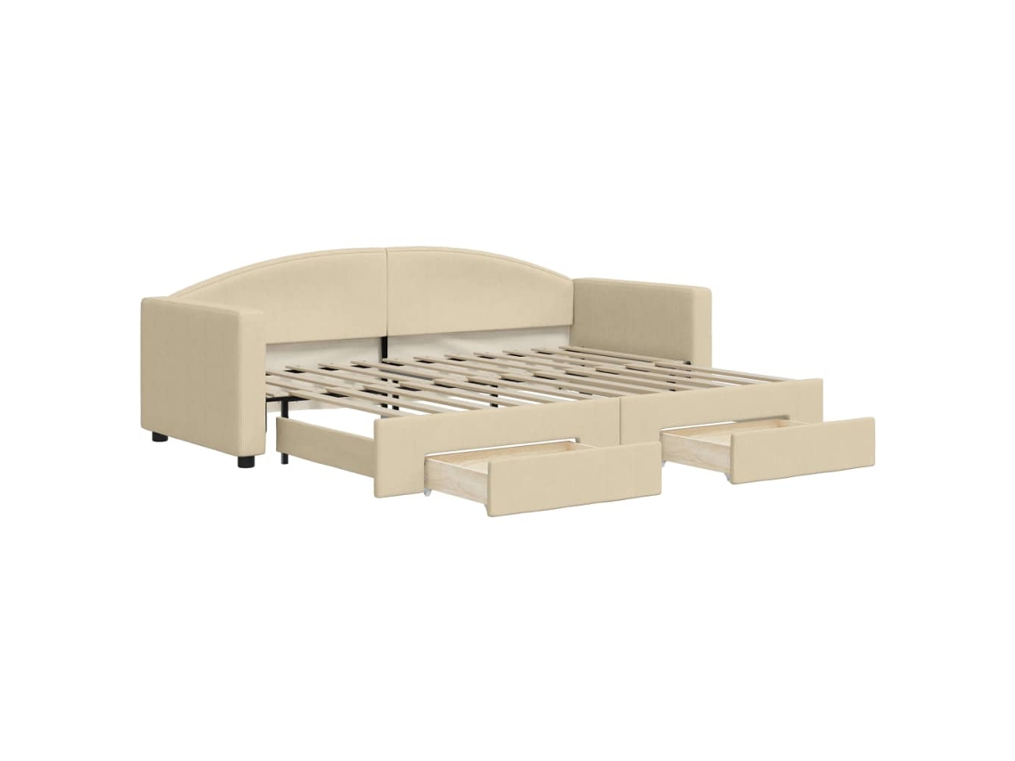 Daybed With Trundle, Daybeds With Trundles Vidaxl Creme Tecido (80 X 200 Cm)
