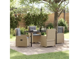 Vidaxl Conjunto de Jantar para Jardim 5 Pcs Bege e Cinza Claro Vime Pe