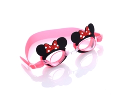 Óculos de Natação Infantil Anti Poeira e Vazamento Cartoon Rato Rosa com Lentes Pc e Silicone