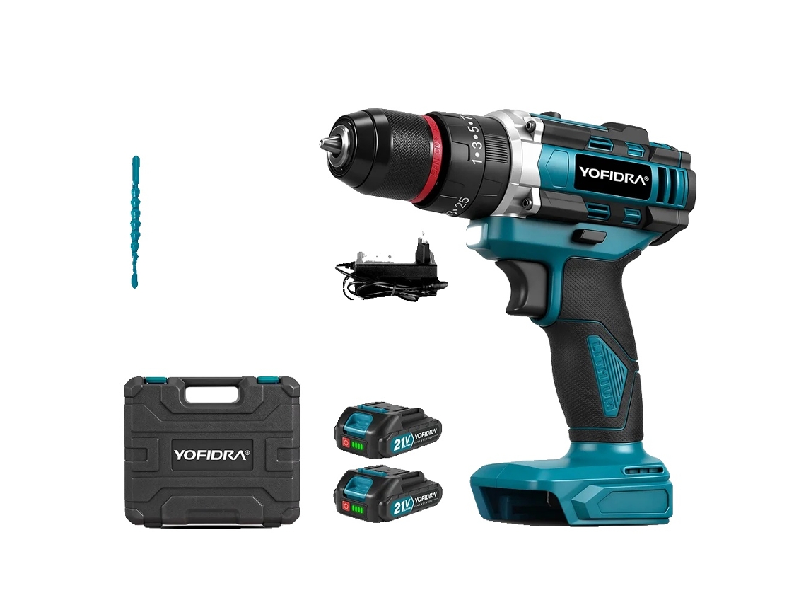 Furadeira De Impacto, Design Sem Fio, 25+3 Configurações De Torque, Conjunto De 2xbaterias