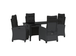 Conjunto 5 De Jantar De Jardim Vidaxl Preto Rattan Poli