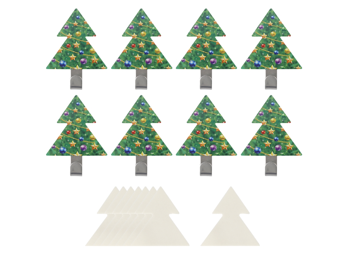 Conjunto de 8 Ganchos de Natal Autoadesivos INOX, Sem Perfuração