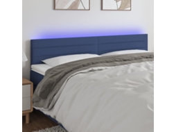 Cabecero con luces LED, tela, 200x5x78/88 cm, azul