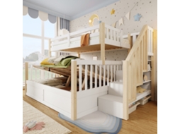 Cama De Andar Duplo 90+140cm Hidráulica Com Armazenamento Branco+natural