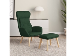 Vidaxl Cadeira De Descanso Com Banco P/ Pés Tecido Verde-escuro