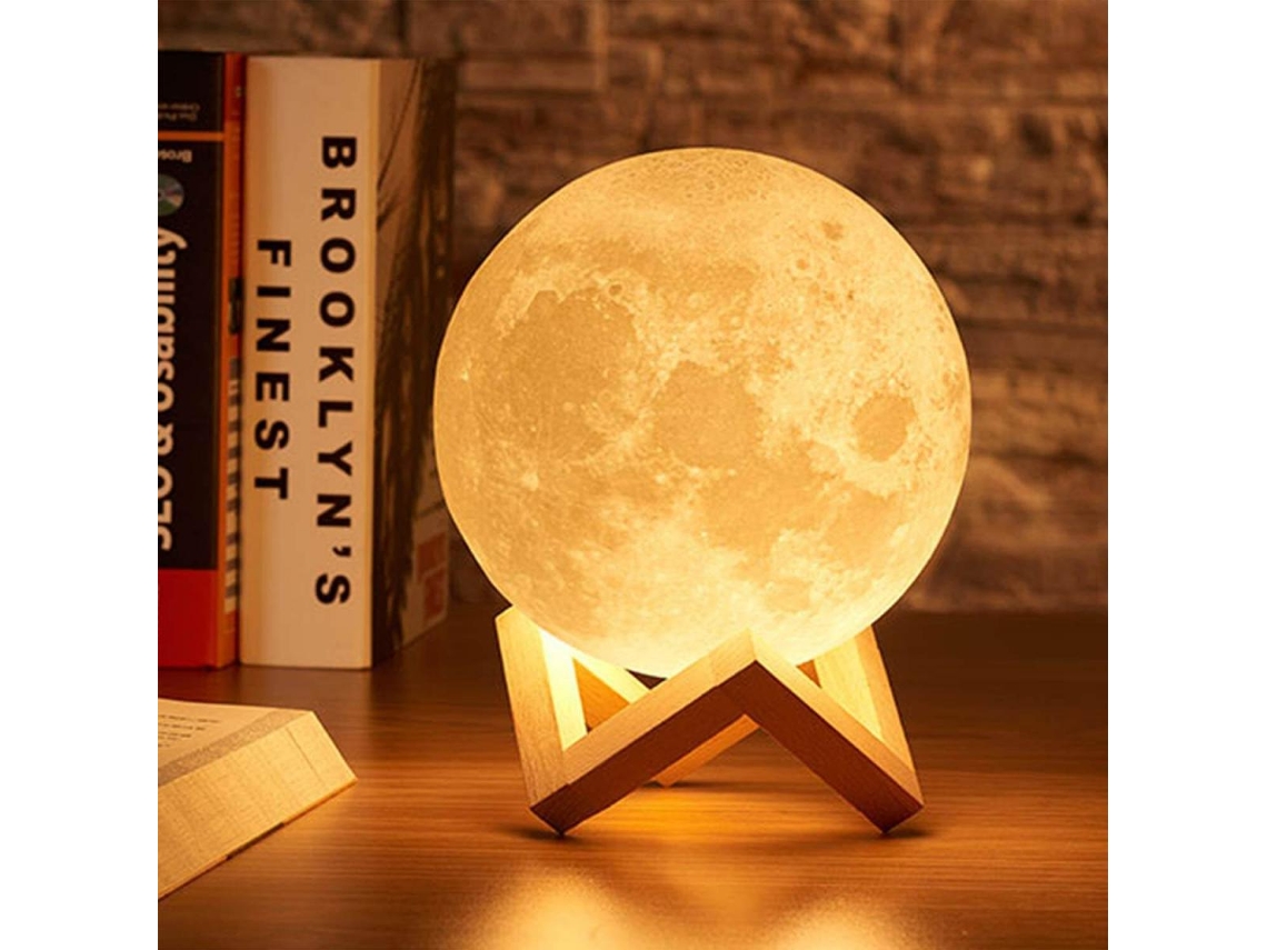 Luminária de Lua Sem Fio 3d, Luz Noturna de 15 Cm BRILVIBERA