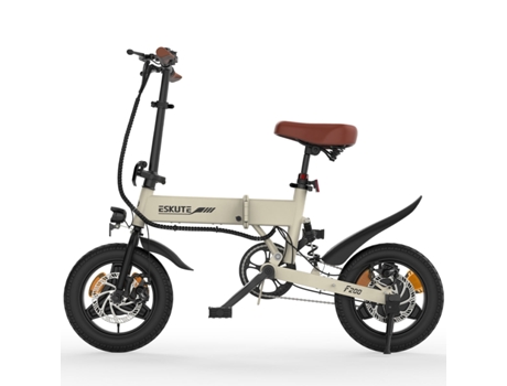 E Bike Eskute F200 Motor 250w Bateria 36v7.8ah Pneus De 14 Com Freios A Disco Mecânicos Bege