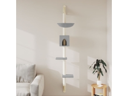 Vidaxl Árvore Parede P/ Gatos C/ Poste Arranhador 187 Cm Cinza-claro