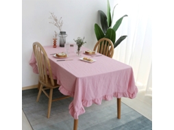 Toalha De Mesa De Algodão Com Babados, Lavável, Para Festa De Casamento, Jantar, Banquete, Decoração, Capa De Mesa De Luxo, Babados Rosa