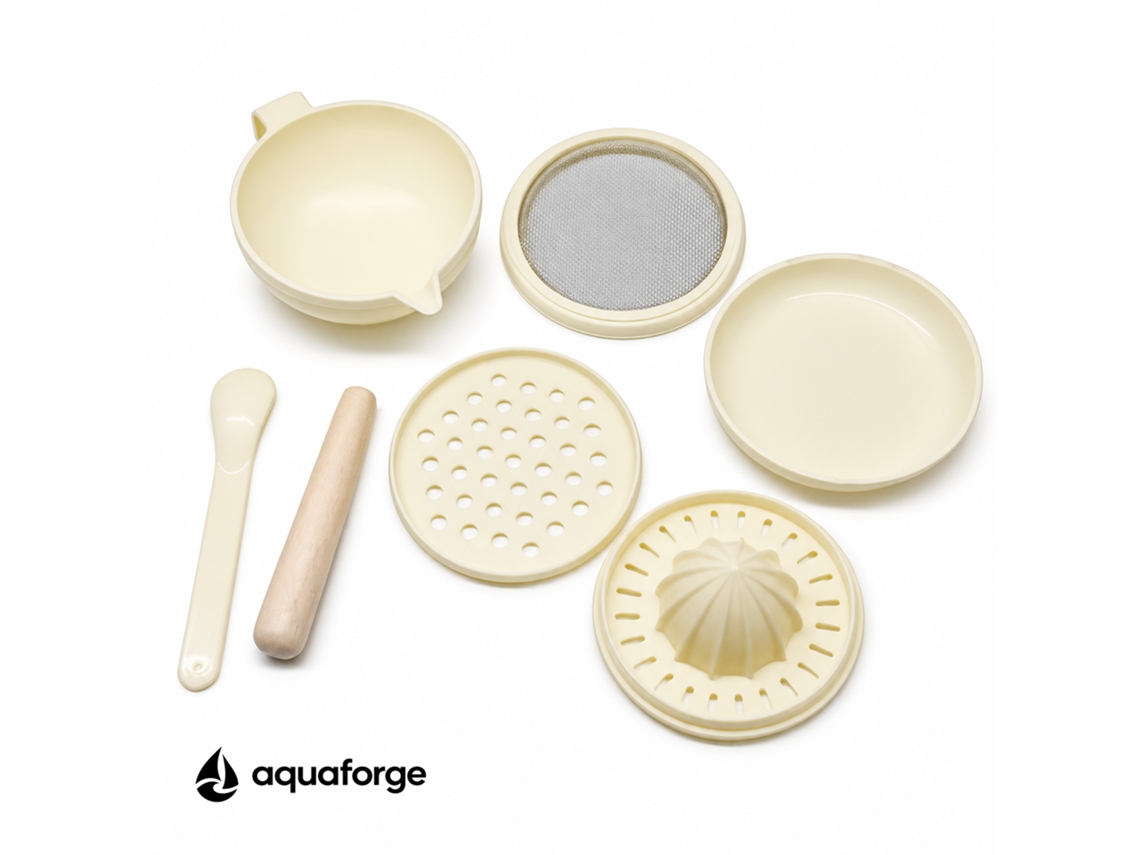 Kit De Preparação De Alimentos Aquaforge Com Madeira E 7 Peças