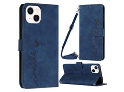 Capa Pega Para Iphone 14 Plus Pele Sintética Azul