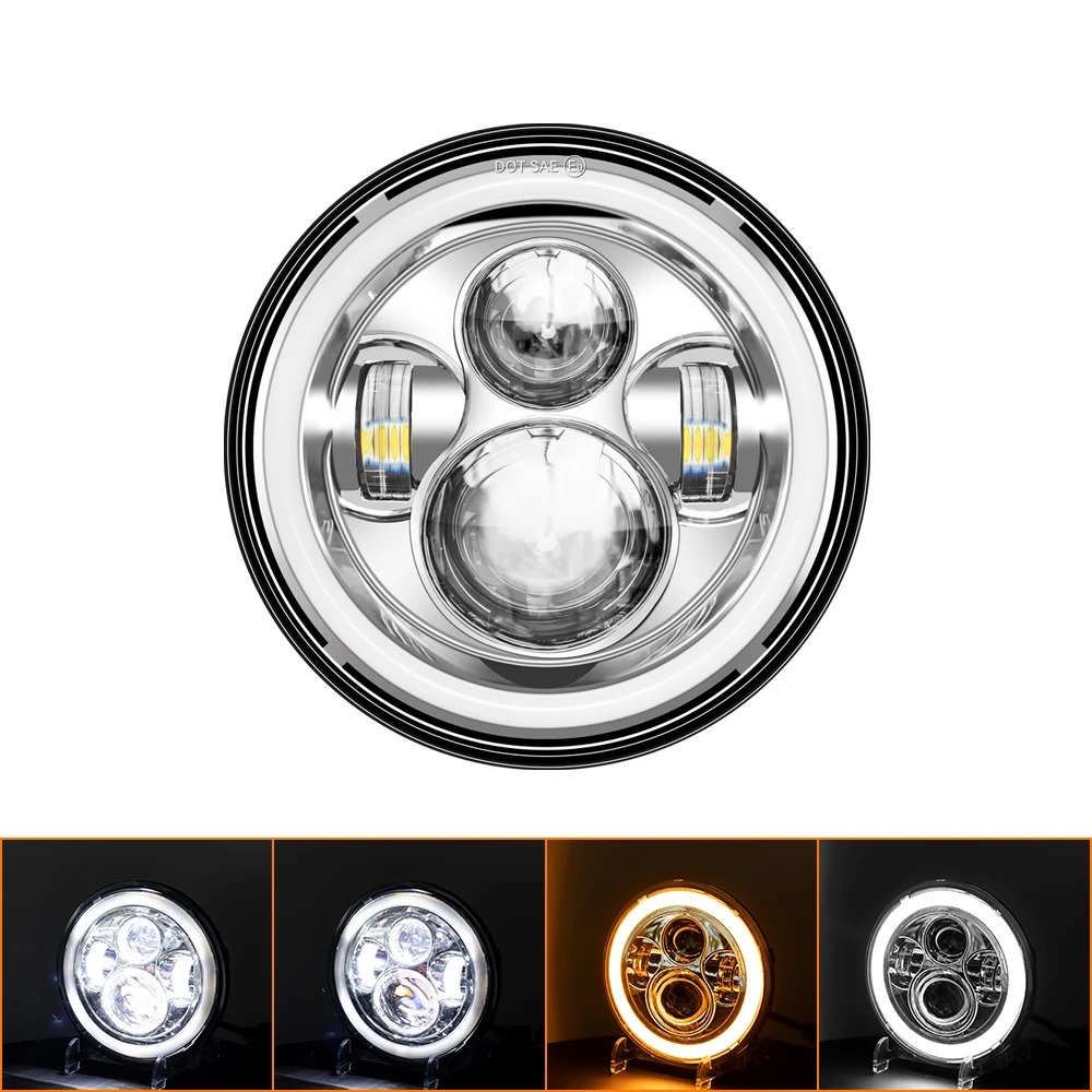 Farol Auxiliar De Led De 7 Polegadas Para Motocicletas Touring, Cor Prata.