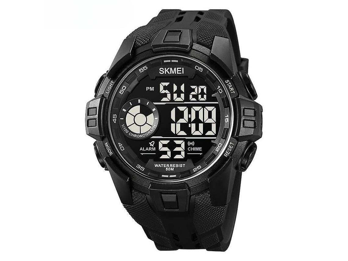 Lurelia Relógio Digital Desportivo Masculino, Calendário, Cronómetro, Alarme, Retroiluminação Led, Plástico, 50m, Preto, Vermelho E, Modelo Lx12890