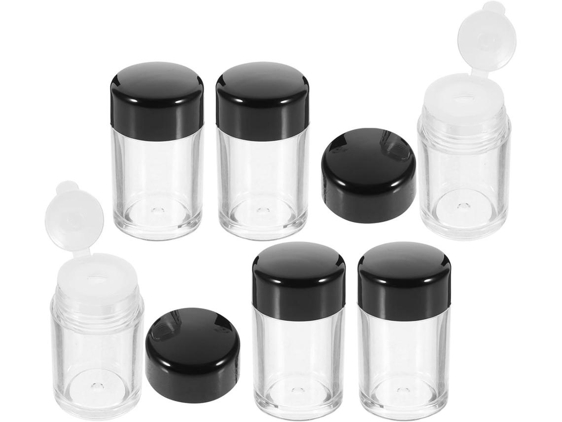 Conjunto de 6 recipientes plásticos vazios e leves de 3g para armazenamento de maquiagem.