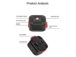 Adaptador De Placa De Liberação Rápida Com Fixação Por Grampo De 38 Mm Para Tripé De Câmera Dslr/de Ação. Hengjian
