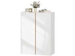 Calçadeiro Andares 6 2 Portas Brancas Alto Brilho, Fechamento Suave Prateleiras Ajustáveis 70x33,5x95 Cm Branco