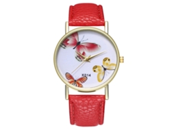Relógio analógico de quartzo simples Zhoulianfa para homem com pulseira de couro PU (vermelho)