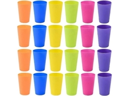 Nova Line 24 Copos Plásticos Reutilizáveis 160ml 6 Cores para Crianças, Ideais para Festa, Camping e Piquenique
