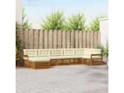 Vidaxl Conjunto De Sofás Para Exterior 7 Unid. Natural E Creme