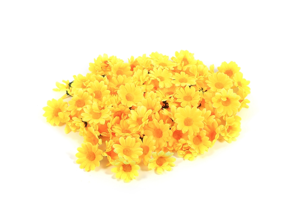 100pcs Margarida Amarela Cabeças Flores Tela Artificial
