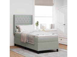 Vidaxl Cama Box Com Colchão Com Led Cinzento-claro 80 X 200 Cm Veludo