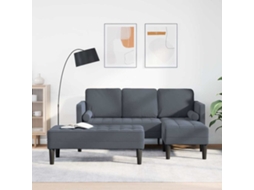 Vidaxl Conjunto De Sofás Com Almofada 2 Pcs Cinza Escuro Poliéster