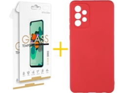 Capa e 2 Películas de Vidro Samsung A32 5G SKYHE Silicone Líquido Vermelho