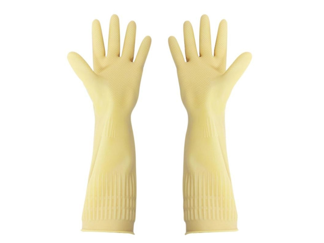 Luvas de Borracha Nova Line Reutilizáveis, Longas 38cm, Para Cozinha e Jardim, Tamanho L, Branco