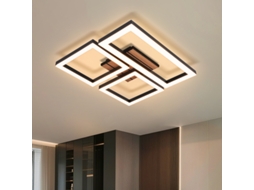 Nettlife Candeeiro De Teto Led 21 W, Design Quadrado Moderno Preto Com Aparência De Madeira. Ideal Para Cozinha, Sala De Estar, Quarto E Corredor