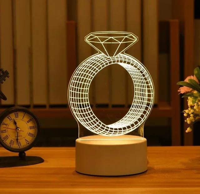 Luminária Noturna Led Usb 3d em Acrílico, Decoração para Quarto MDUG (luz Quente)