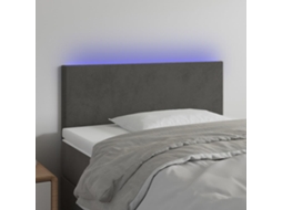 Vidaxl Cabeceira De Cama C/luzes Led Veludo 100x5x78/88cm Cinza-escuro