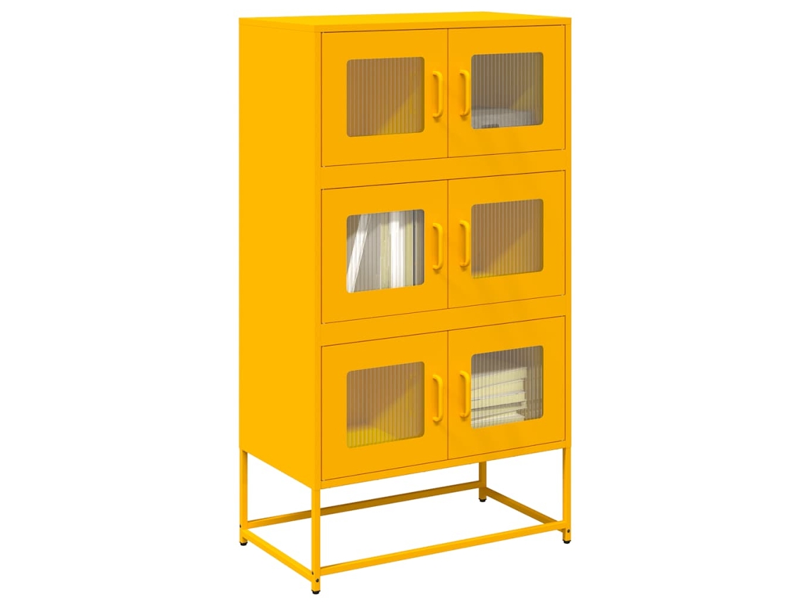 Aparador Alto 68x39x123 cm Acero Amarillo Mostaza