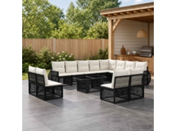 Vidaxl Conjunto De Sofá De Jardim 13 Unid. Preto E Branco Creme