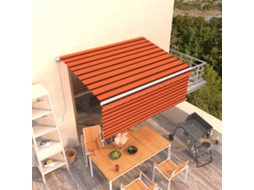 Vidaxl Toldo Retrátil Manual Com Estore 3,5x2,5 M Laranja/castanho
