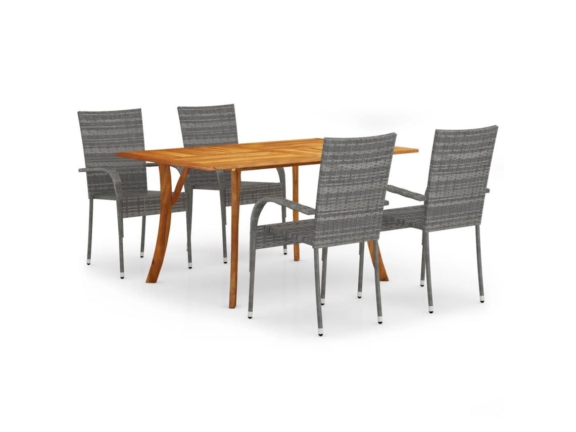 Dining Set, Dining Sets Vidaxl Cinzeto Rattan / Vime (mesa Com 150 Cm De Comprimento)
