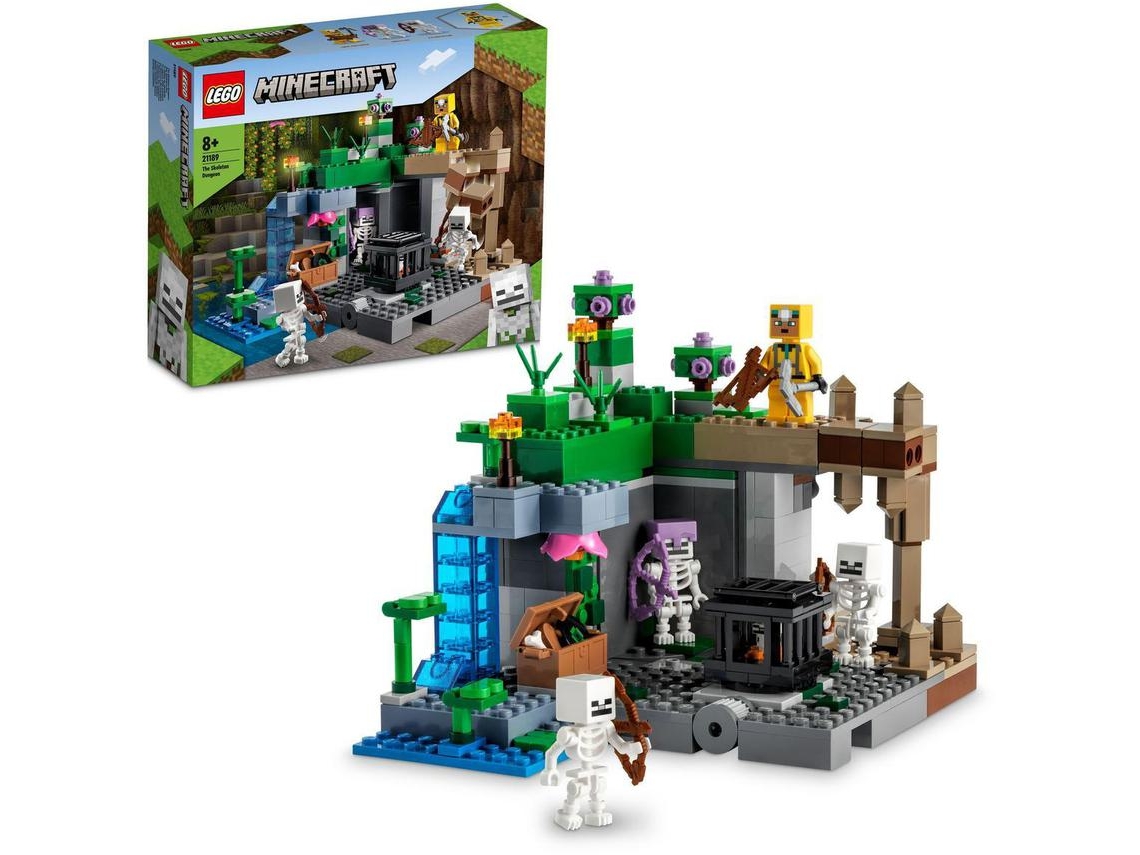 LEGO Minecraft: A Masmorra dos Esqueletos – kit de construção; brinquedo com multiplicador e explorador de caverna, idade 8+ (364 peças)