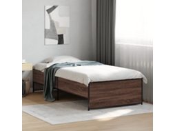 Vidaxl Estrutura De Cama Derivados De Madeira/metal Carvalho Castanho