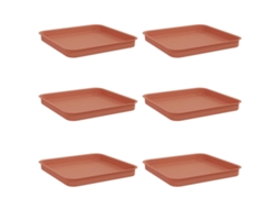 Conjunto 6 Vaso Quadrado Vidaxl Vermelho Plástico (25,5 X 25,5 X 2,5 Cm)