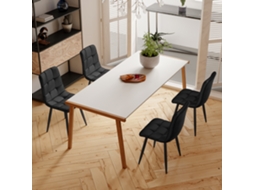Cadeiras de Jantar SIMURQ Veludo Preto, Conjunto de 4 , Cadeiras de Cozinha Ergonómicas com Estrutura Metálica, Fácil Montagem (44x41x86cm)