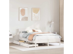 Cama Sem Colchão 150x200 Cm Madeira De Pinho Maciça Branco