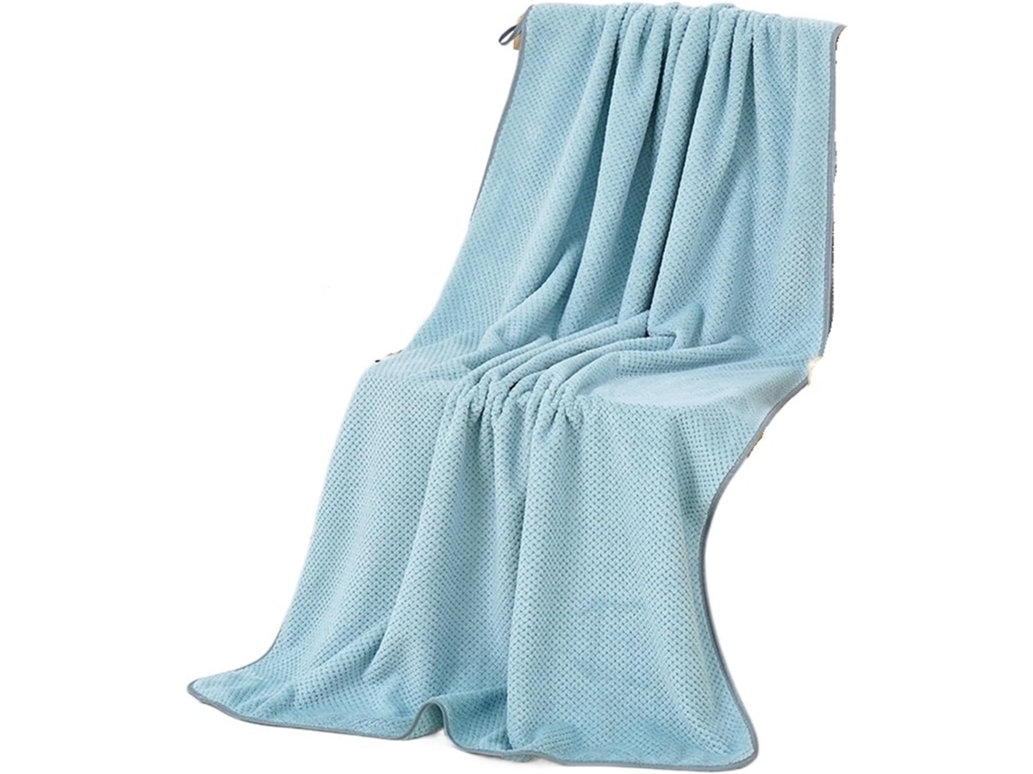 Conjunto de Toalhas em Tecido Atoalhado, de Banho em Fleece Coral, de Chuveiro 70x140cm e 35x75cm, Pacote com 2 Peças Cor: Azul Claro AQUAFORGE