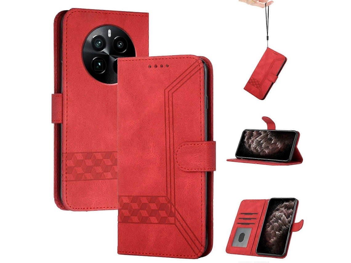 Capa De Celular De Couro Com Flip Cubic Skin Feel