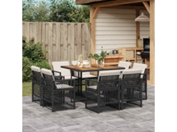 Conjunto de 9 Jantar para Jardim com Almofadões Vime Pe Preto MAISON EXCLUSIVE