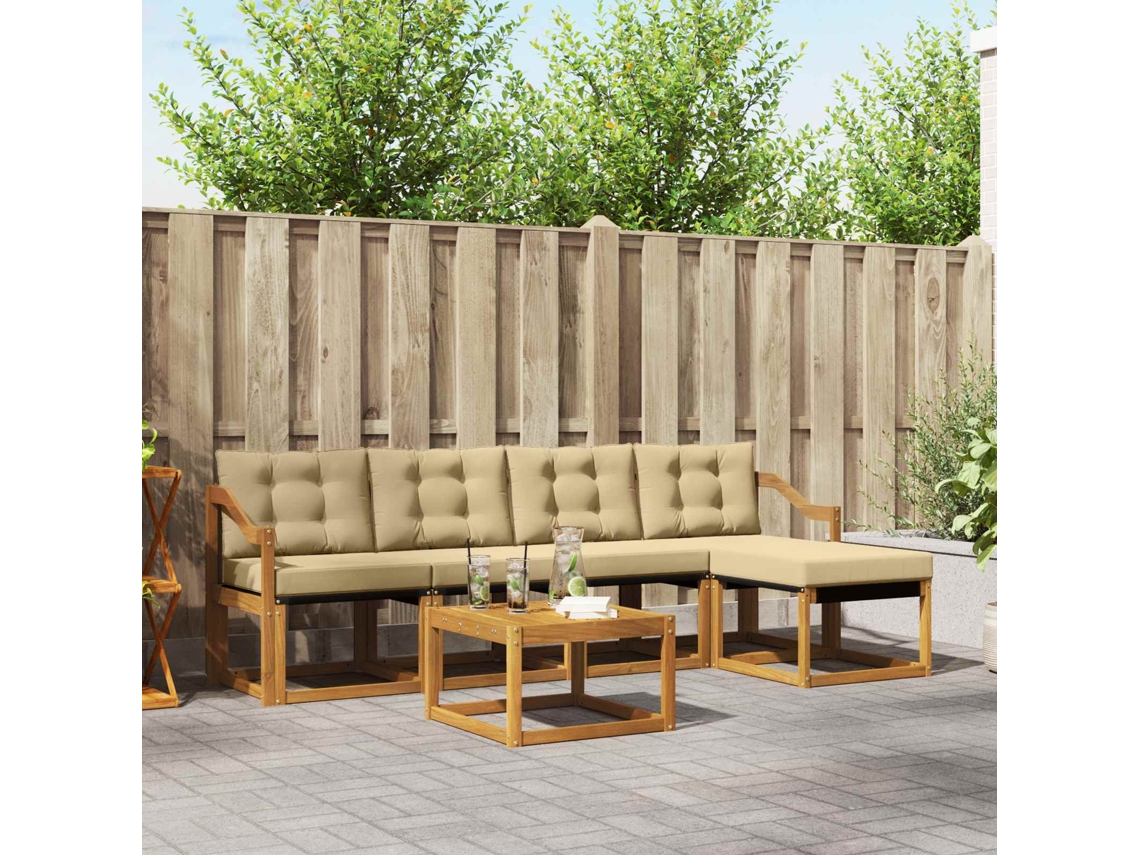 Vidaxl Conjunto De Sofás Para Exterior 6 Unid. Natural E Bege