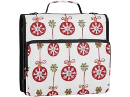 Bola Decorativa de Natal Vermelha, 3,8 Cm, Organizador Fichário 3 Argolas com Alça Ombro Impermeável, Material