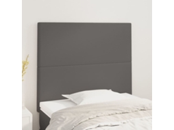 Cabecero de piel sintética de 2 piezas, 100 x 5 x 78/88 cm, color gris