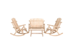 Vidaxl 4 Pcs Conjunto Lounge De Jardim Madeira De Abeto Maciça